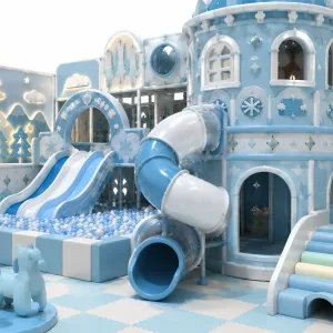 Snow ice castle indoor soft play park with slides and ocean ball pit